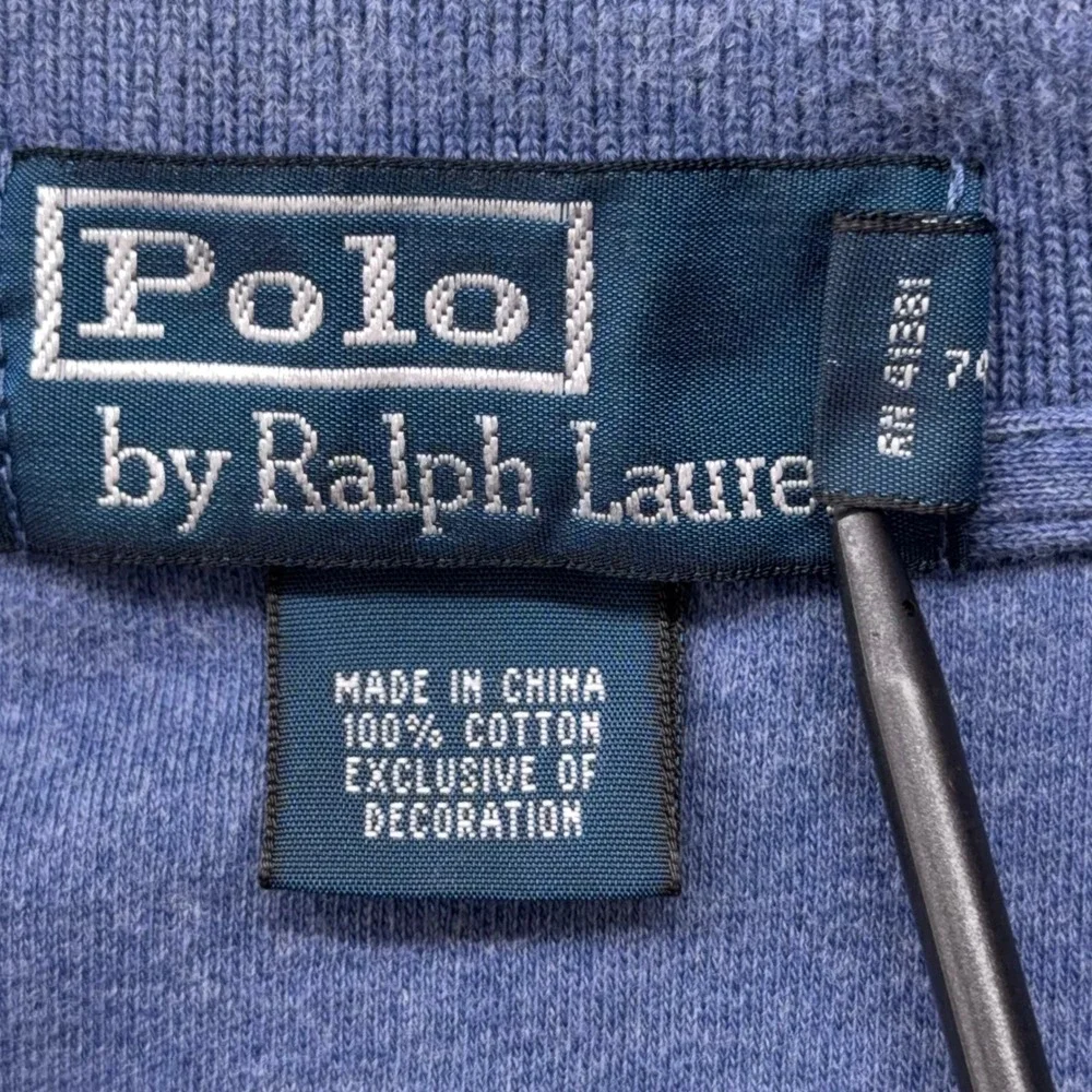 Polo Ralph Lauren Mens Large Blue Heathered Cotton Short Sleeve Polo Shirt L